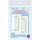 Jack Dempsey Stamped Pillowcases with White Perle Edge 2 pack Thankful & Blessed