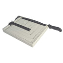 Paper trimmer with a cutting deck on a white background