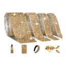 Poppy Crafts Self-adhesive Diamond Rhinestone Ribbon - Gold 4 Pack