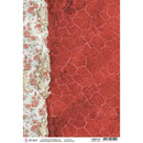Ciao Bella Rice Paper Sheet A4 - Ancient Red, Frozen Roses
