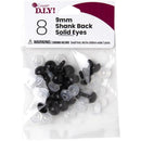 Cousin Shank Back Solid Eyes 9mm 8 pack - Black
