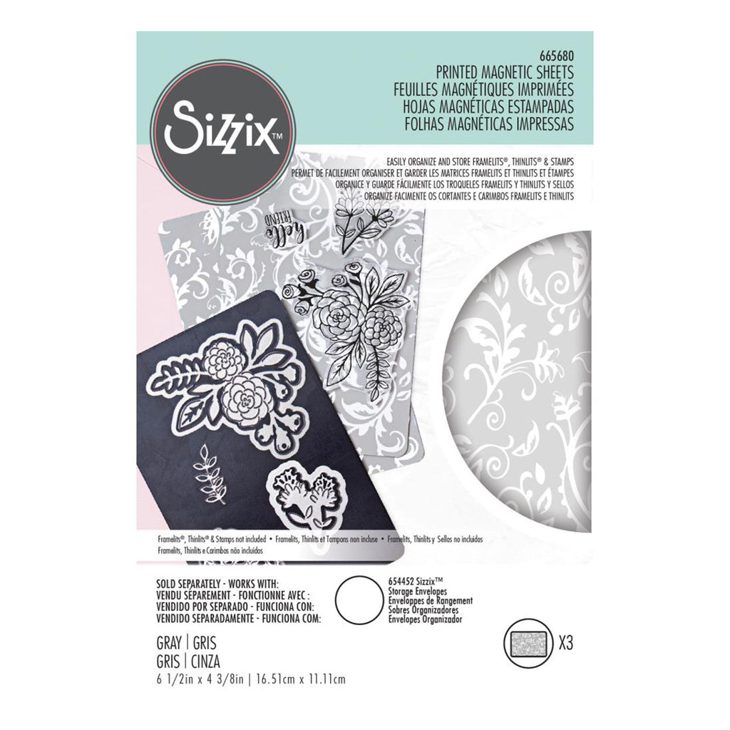 Sizzix Printed Magnetic Sheets 6.75X5.75 3/Pkg-Mint Julep