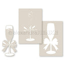 Alexandra Renke Stencil 6in x 6in 3 pack - Sparkling Wine Glass with Bow*