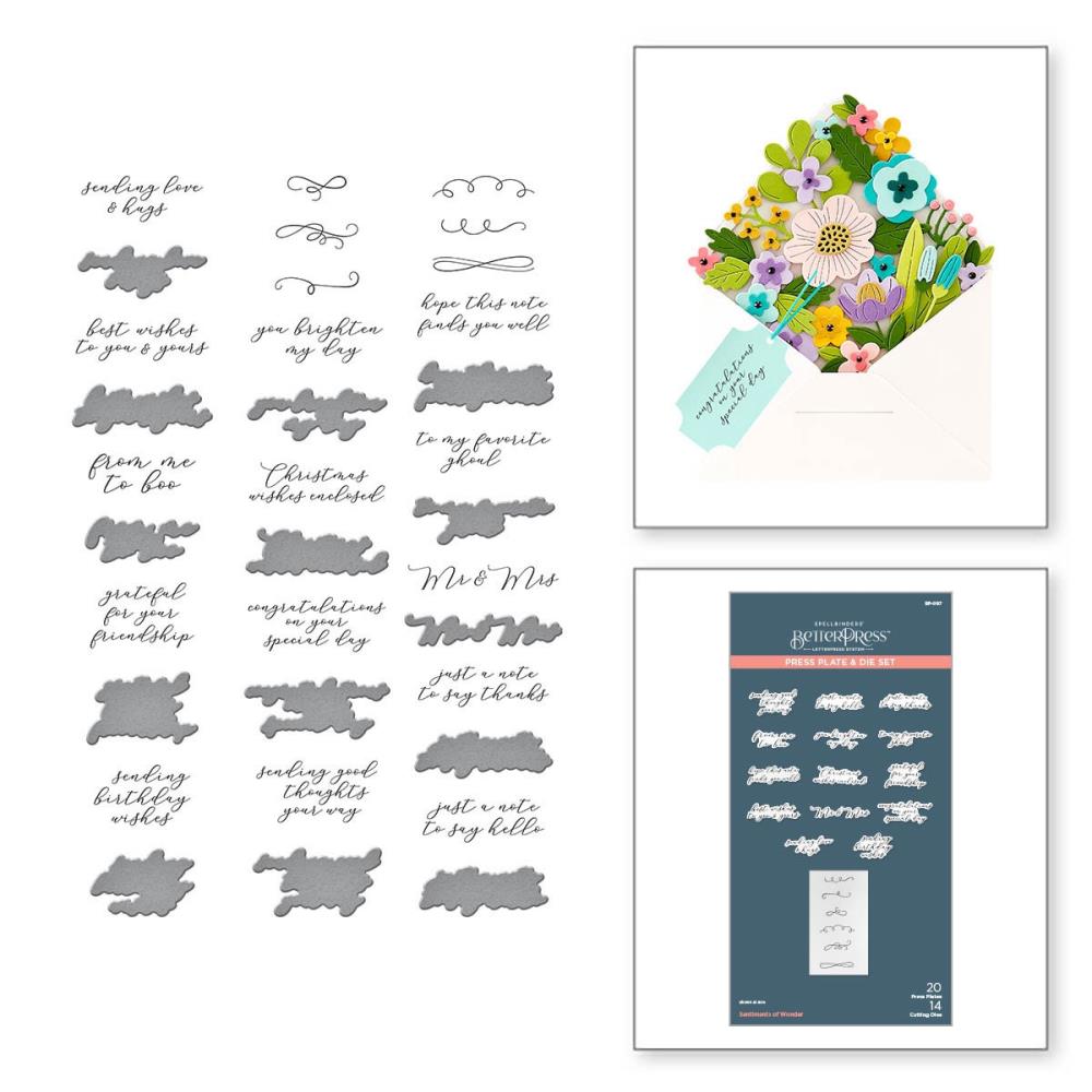 Spellbinders BetterPress Letterpress Press Plates & Dies Set-Let's Chat  Soon Icons 7/Plates & 3 Dies