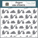 Echo Park Special Delivery Baby Boy Stencil 6"X6" Stork Delivery Day*