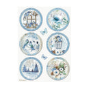 Stamperia Rice Paper Sheet A4 - Blue Land - Rounds