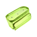 Green transparent pouch with a zipper on a white background