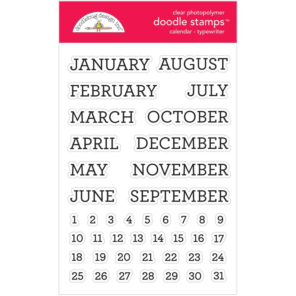 Doodlebug Clear Doodle Stamps - Calendar - Typewriter