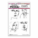 Dina Wakley Media Cling Stamps 6Inch X9inch Sketched Faces