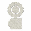 Fabscraps Die-Cut Grey Chipboard Embellishments - Flower Shape Center & Tag 12/Pkg
