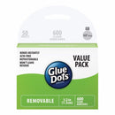 Glue Dots .5inch Removable Dot Sheets Value Pack 600 Clear Dots