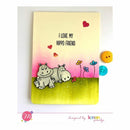 Mudra Hip Hip Hippo 6 inch x 4 inch Stamp Set*