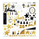 My Minds Eye Joyful Chipboard Elements 12X12 Kraft with Gold Foil