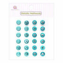 Queen & Co - Metallic Silver Self-Adhesive Nailheads 24 Pack Blue