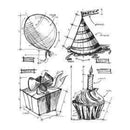 Tim Holtz Cling Rubber Stamp Set - Birthday Blueprint