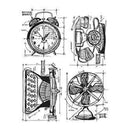 Tim Holtz Cling Rubber Stamp Set - Vintage Things Blueprint