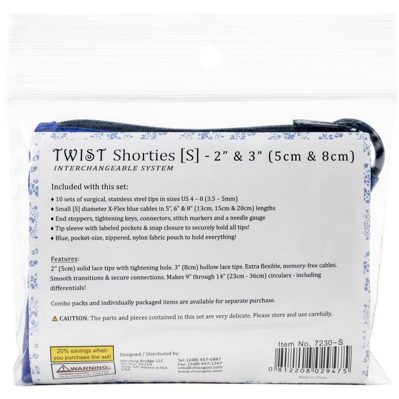 ChiaoGoo TWIST Shorties Set 2" & 3" Size US 4-8/3.5-5mm