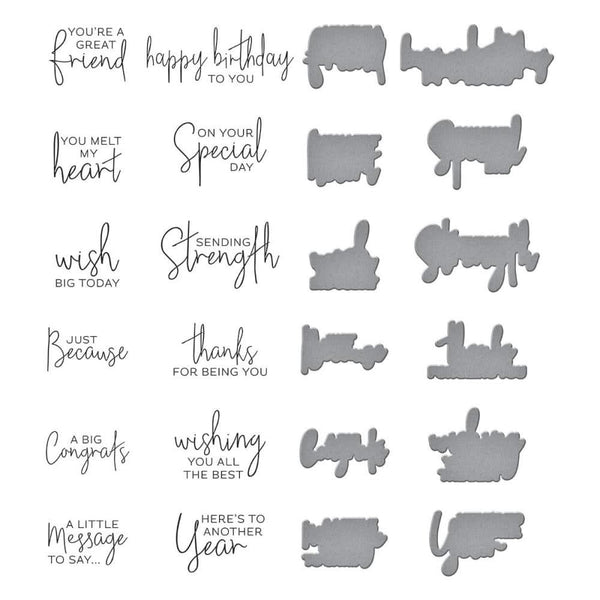 Spellbinders BetterPress Letterpress Press Plates &  Dies Set A Little Message 12/Plates &  12/Dies