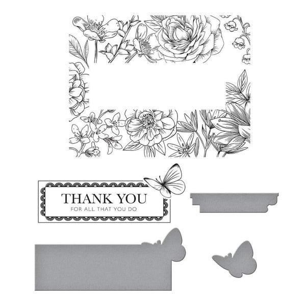 Spellbinders BetterPress Letterpress Press Plates &  Dies Set Butterfly Garden 2/Plates &  3/Dies