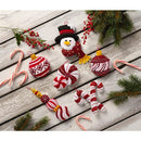 Bucilla Felt Ornaments Applique Kit Set Of 6 Snowman's Peppermint Collection*