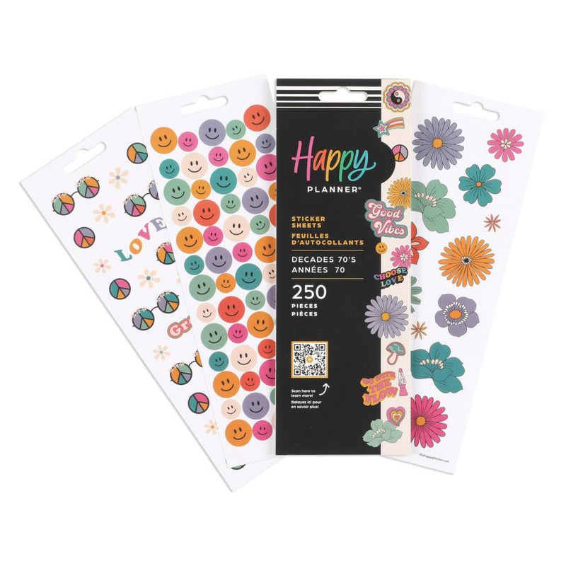 Happy Planner Sticker Sheets 8/Sheets Decades 70s, 250 Pieces – CraftOnline