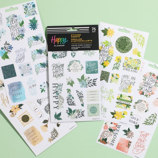 Happy Planner Sticker Sheets 5/Sheets Colour Story Florals, 76 Pieces*