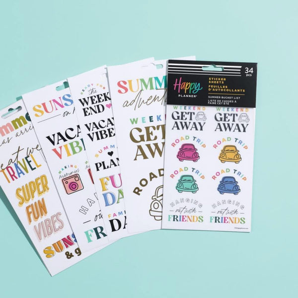 Happy Planner Sticker Sheets 5/Sheets Summer Bucket List, 34 Pieces*