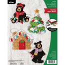Bucilla Felt Ornaments Applique Kit Set Of 4 Holiday Black Bears*