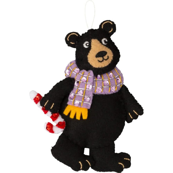 Bucilla Felt Ornaments Applique Kit Set Of 4 Holiday Black Bears*