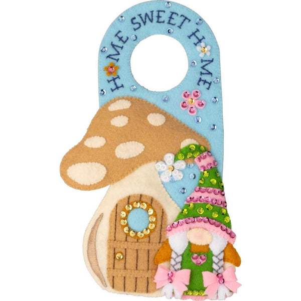 Bucilla Felt Door Hanger Applique Kit Set Of 2 Springtime Gnomes*