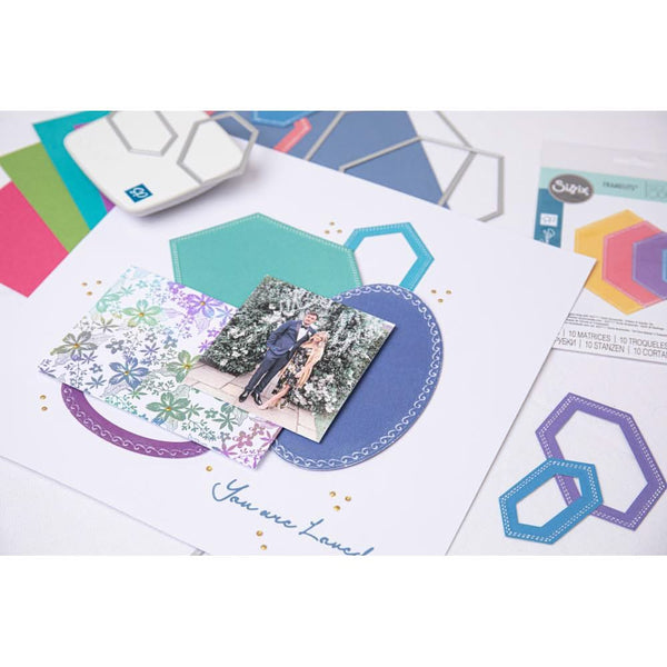 Sizzix Fanciful Framelits Die Set By Stacey Park 10/Pkg - Belinda Stitched Hexagons