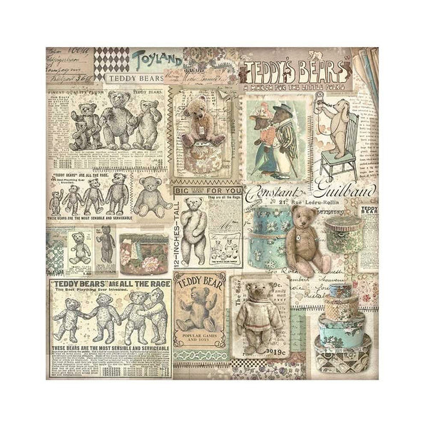 Stamperia Polyester Fabric 12"x 12" 4/Pkg - Brocante Antiques