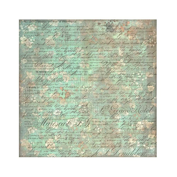 Stamperia Polyester Fabric 12"x 12" 4/Pkg - Brocante Antiques