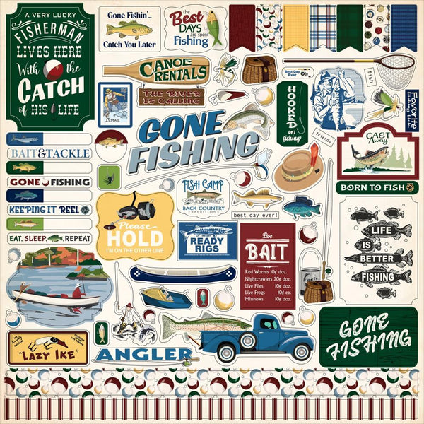 Carta Bella Elements Cardstock Stickers 12"x 12" - Gone Fishing