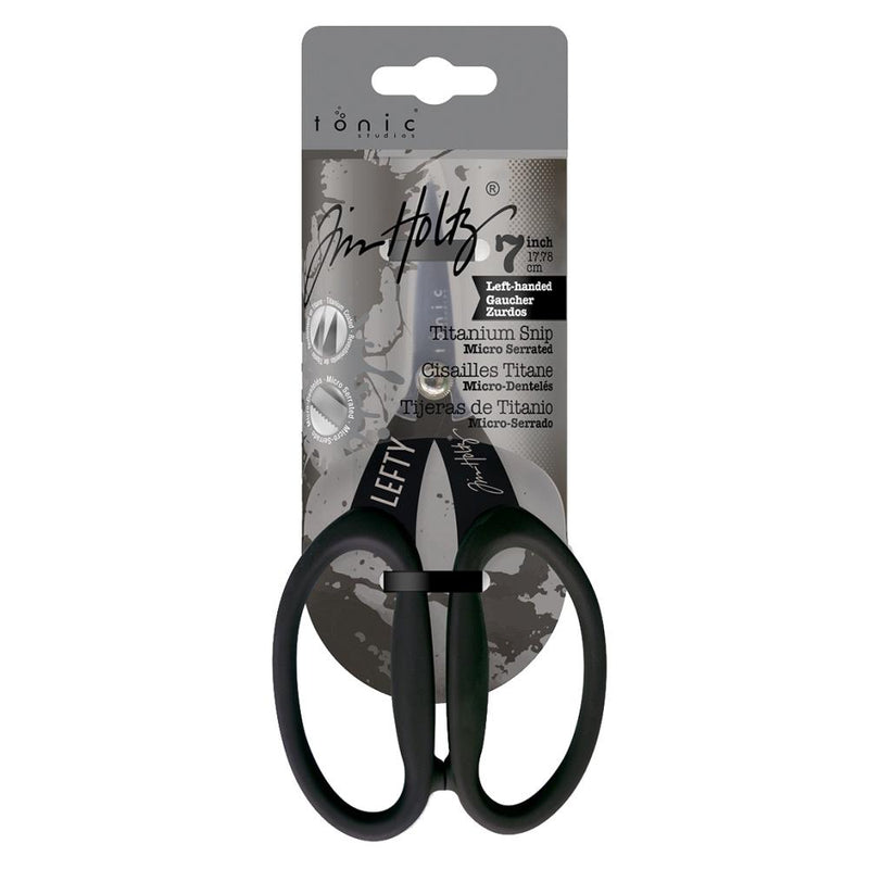 Tim Holtz Non-Stick Titanium Micro Serrated Scissors 7" - Left-Handed