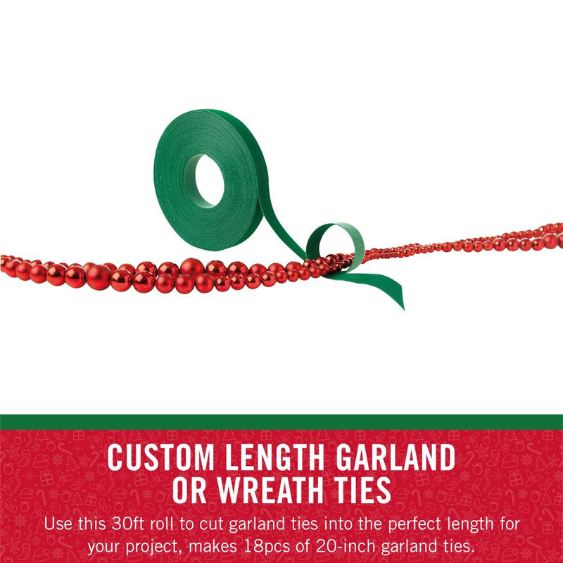 VELCRO® Holiday Garland Ties .5"X30' Green