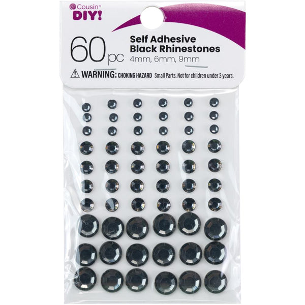 CousinDIY Adhesive Rhinestones 60/Pkg Black*