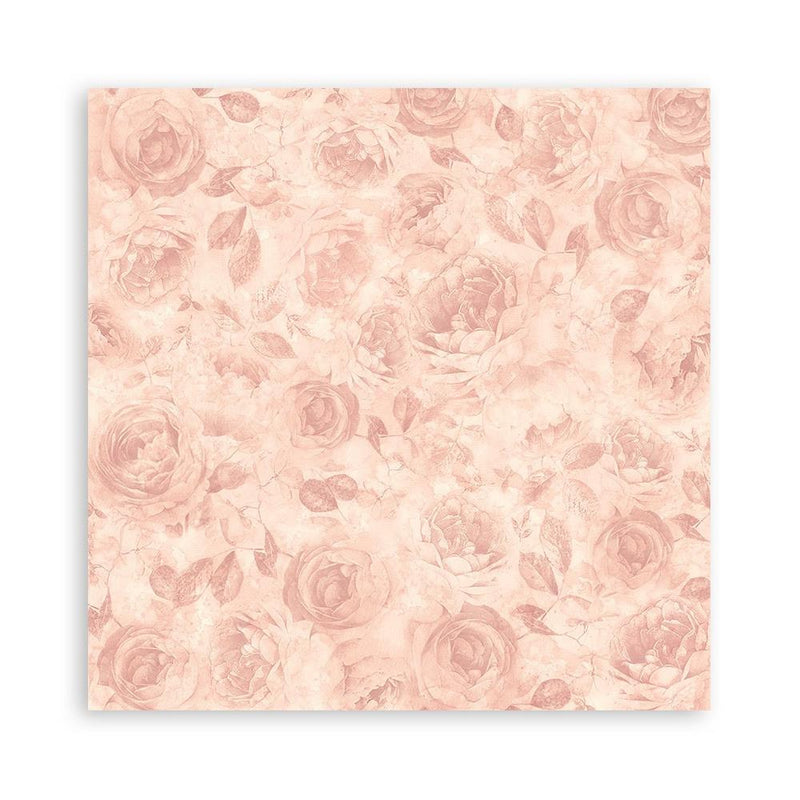 Stamperia Polyester Fabric 12"x 12" 4/Pkg - Shabby Rose