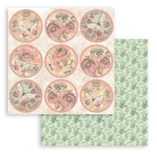 Stamperia Double-Sided Paper Pad 8"x 8" 10/Pkg - Shabby Rose