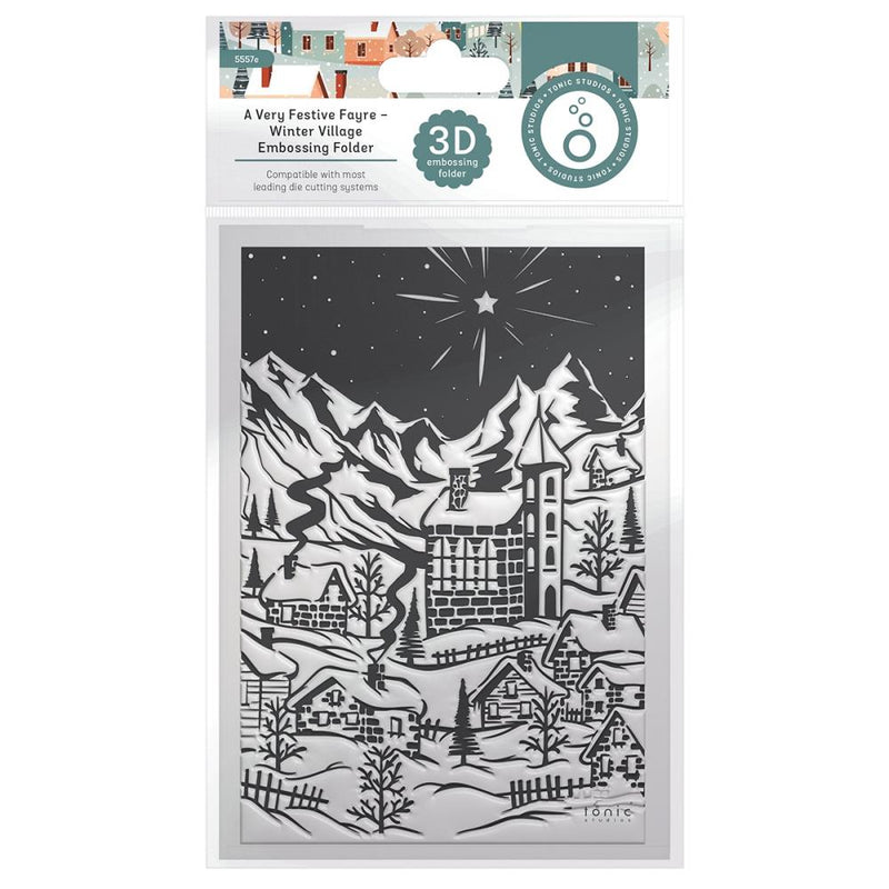 Tonic Studios 3D Embossing Folder A Very Festive Fayre Winter Village