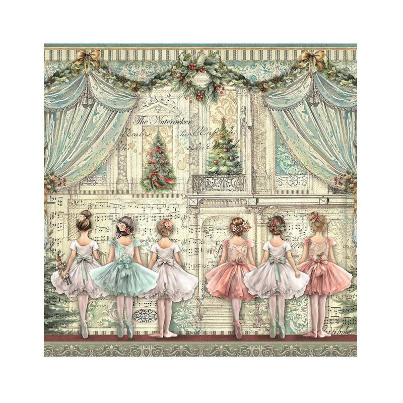 Stamperia Polyester Fabric 12"x 12" 4/Pkg - The Nutcracker