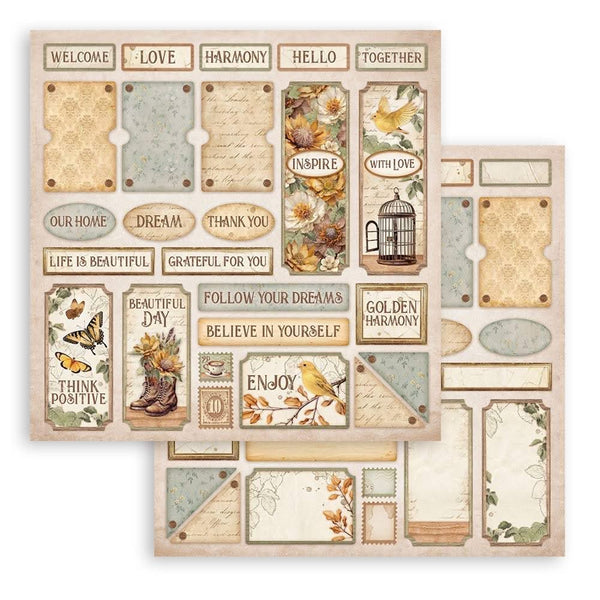 Stamperia Double-Sided Paper Pad 12"x 12" 10/Pkg - Golden Harmony*