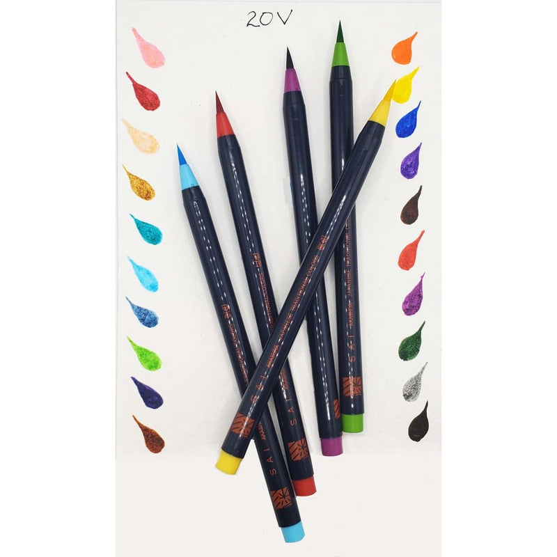 Aitoh Akashiya Sei Watercolour Brush Pen 20/Pkg Assorted Colours