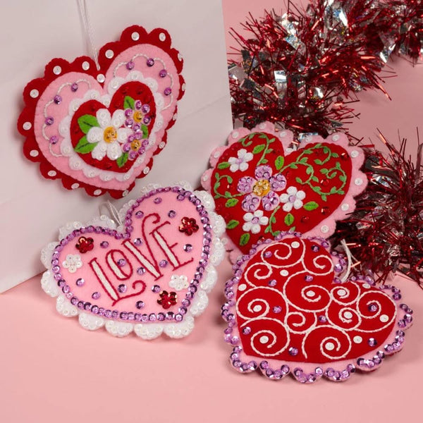 Bucilla Felt Ornaments Applique Kit Set Of 4 Heartfelt Treasures*