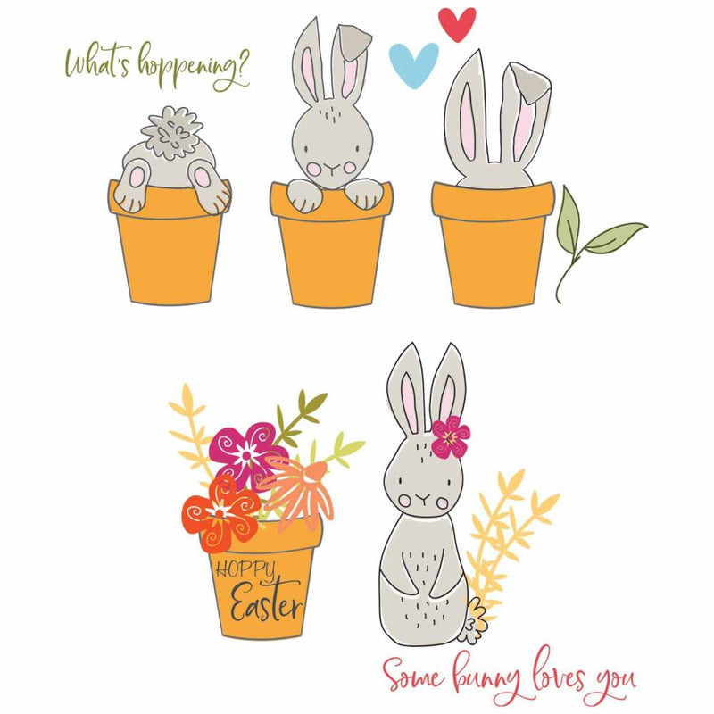 Sizzix Clear Stamps Set By Catherine Pooler 15/Pkg - Bunny Bits & Blooms