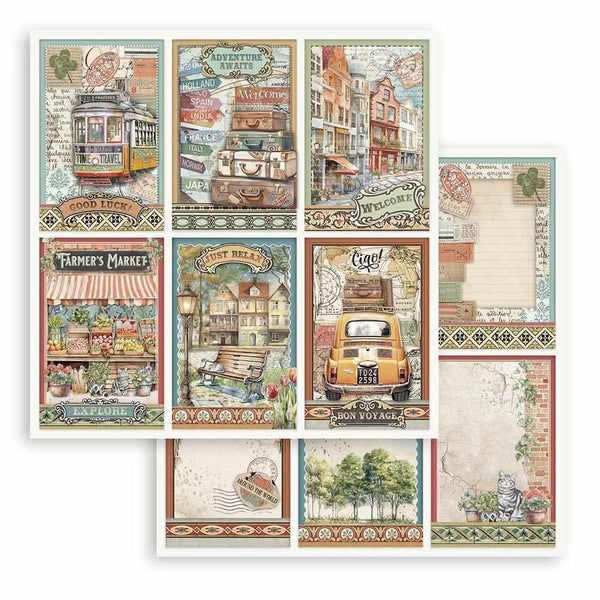 Stamperia Double-Sided Paper Pad 8"x 8" 10/Pkg - Art of Travelling