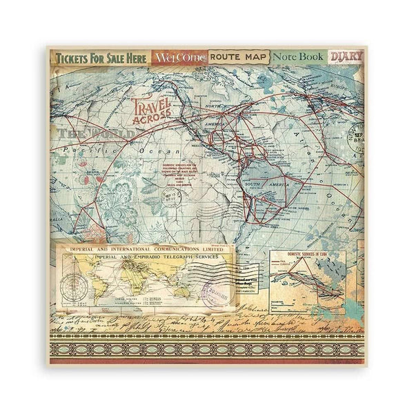 Stamperia Single-Sided Paper Pad 12"x 12" 22/Pkg - Art of Travelling^