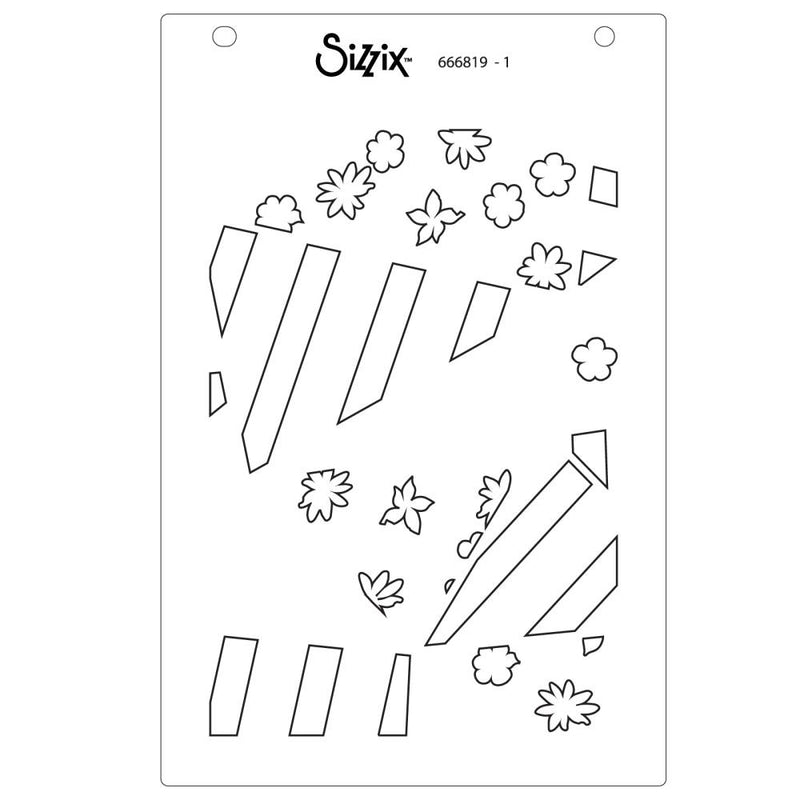 Sizzix A6 Stencil By Stacey Park 4/Pkg - Fragmented Floral