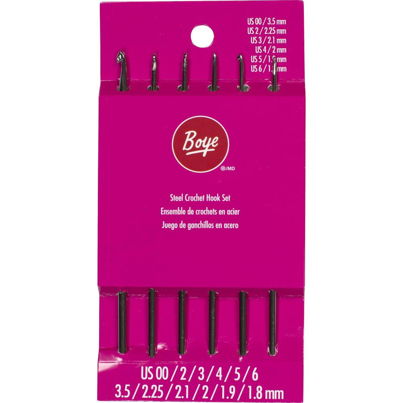 Boye Steel Crochet Hook Set 6/Pkg - Sizes 00 & 2 To 6