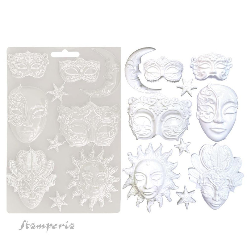 Stamperia Soft Maxi Mould A4 - Masquerade - Masks